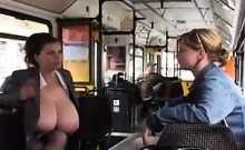 Milking Her Big Breasts In Public On The Bus