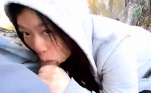 Asian Amateur Girl Swallows Cum In The Park