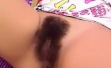 Horny teen fingering hairy pussy on webcam