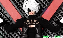 White hair 3D babe gets pussy pleased