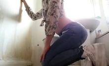 Crossdresser In Tight Jeans And Sneakers