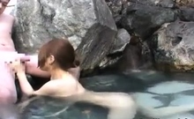 Japanese Girl Seduced Fucked Old Man Hard Dick Public Bath