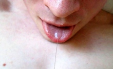 Creamy close-up cum swallowing with slo-mo!