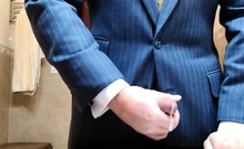 Str8 daddy jerking off in suit