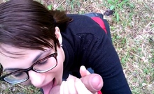 Blowjob in the Forest Landed on Dick and Cum in Mouth