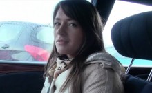 Amateur Brunette Eurobabe Anastasia Railed Inside The Car