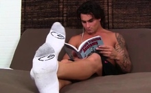 Pubic gay porn xxx Reading and kicking back, Vlad wriggles h