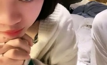 Amateur Asian teen sucks this big hard cock